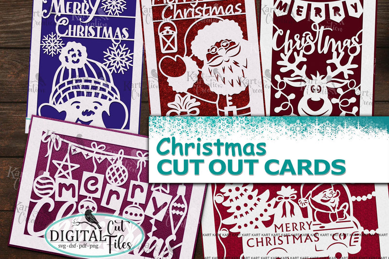 Merry Christmas card bundle svg for Cricut laser cut digital SVG kartcreationii 