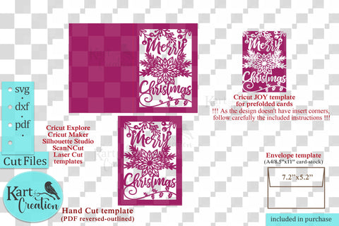 Merry Christmas card bundle svg for Cricut laser cut digital SVG kartcreationii 