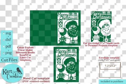 Merry Christmas card bundle svg for Cricut laser cut digital SVG kartcreationii 