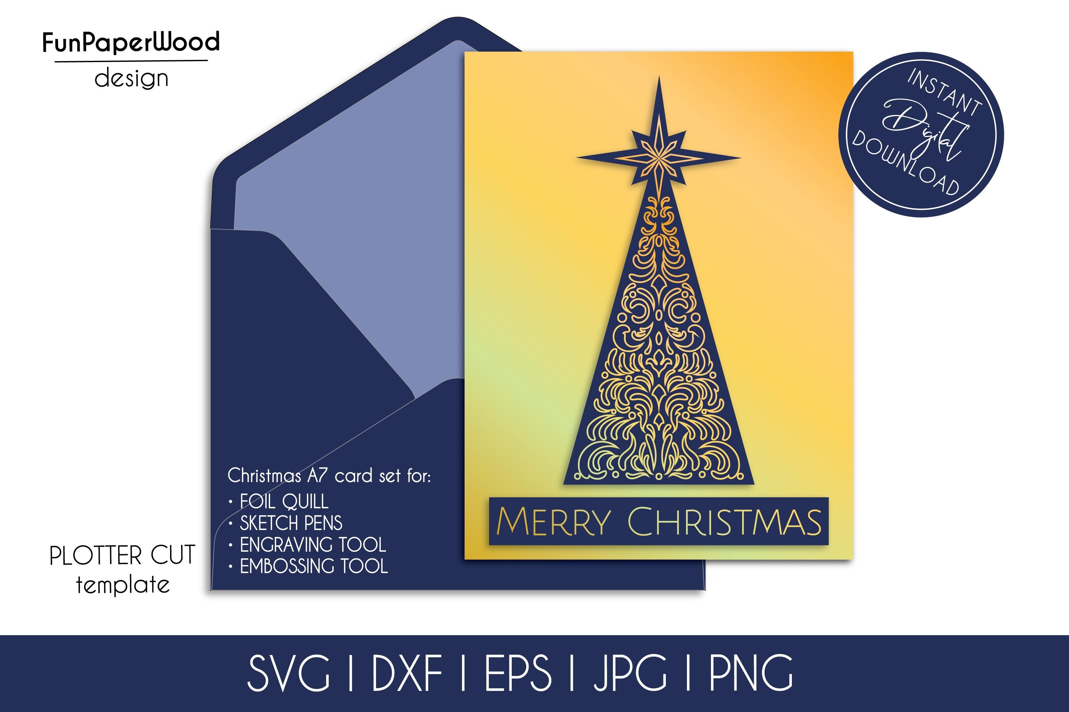 Christmas gift card holder template SVG, Foil quill