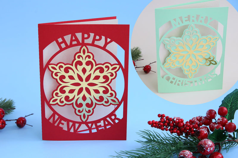 Merry Christmas card | Happy new year card | Card template SVG CuttingLineStore 