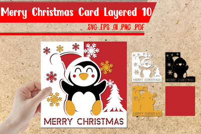 Merry Christmas Card Layered 10 Svg 3D Paper zafrans studio 