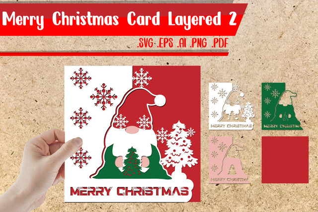 Merry Christmas Card Layered 2 Svg SVG zafrans studio 