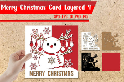 Merry Christmas Card Layered 4 Svg 3D Paper zafrans studio 