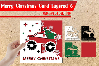 Merry Christmas Card Layered 6 Svg 3D Paper zafrans studio 