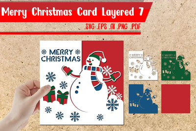 Merry Christmas Card Layered 7 Svg 3D Paper zafrans studio 