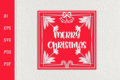 Merry Christmas Card Paper Cut SVG EPS AI PNG PDF SVG Slim Studio 