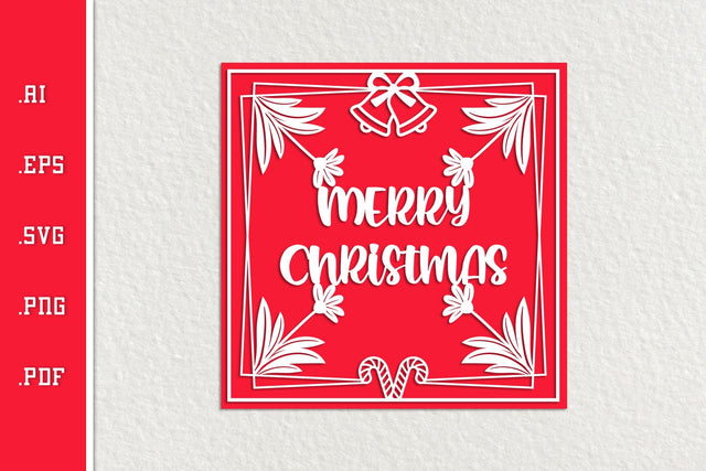 Merry Christmas Card Paper Cut SVG EPS AI PNG PDF SVG Slim Studio 