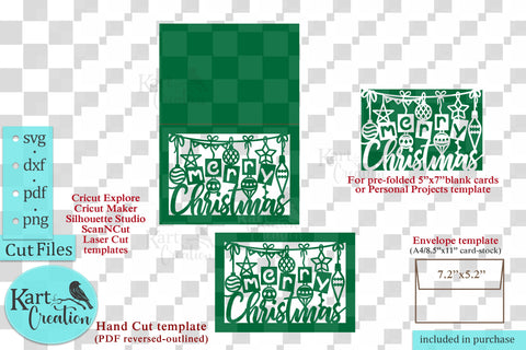 Merry Christmas card svg for Cricut laser cut digital file SVG kartcreationii 