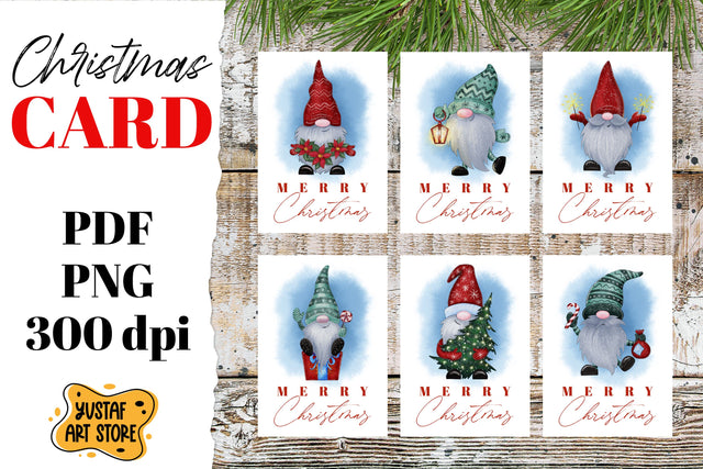 Merry Christmas card template. Christmas gnome design Sublimation Yustaf Art Store 