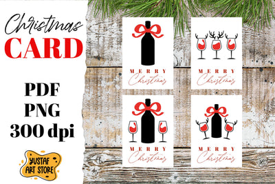Merry Christmas card template. Christmas wine illustration Sublimation Yustaf Art Store 