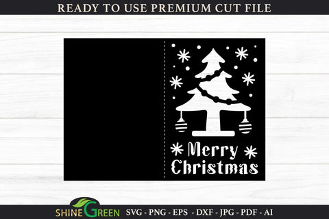 Merry Christmas Card Template SVG Cut File SVG Shine Green Art 