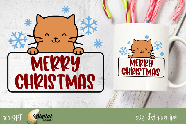 Merry Christmas. Cat lover SVG Christmas Cat Design SVG Evgenyia Guschina 