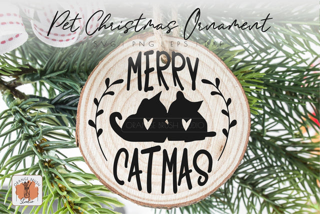 Merry Christmas Cat Ornament Svg Funny Xmas Round Sign SVG OrangeBrushStudio 