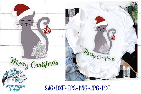 Merry Christmas Cat SVG SVG Wispy Willow Designs 