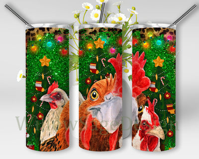 Merry Christmas Chickens 20oz Skinny Tumbler, Christmas Tree Design Png, Christmas Light Png, Christmas Leopard Png, Christmas Chickens Sublimation Desing, Instant Download Sublimation WillowSageDesign 