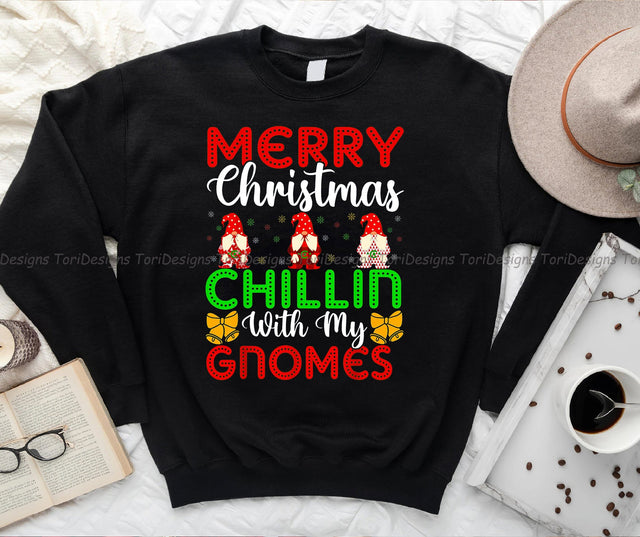 Merry Christmas Chillin With My Gnomes PNG Sublimation Design Sublimation ToriDesigns 