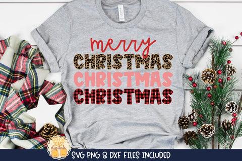 Merry Christmas Christmas Christmas | Buffalo Plaid & Leopard Print Christmas SVG SVG Cheese Toast Digitals 