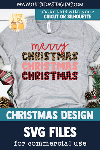 Merry Christmas Christmas Christmas | Buffalo Plaid & Leopard Print Christmas SVG SVG Cheese Toast Digitals 