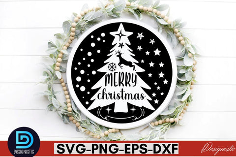 Merry christmas ,Christmas Round Sign SVG Design SVG DESIGNISTIC 