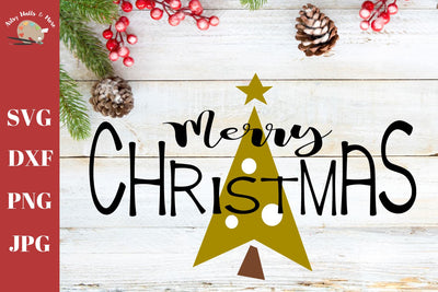 Merry Christmas - Christmas tree sign - Christmas pillow SVG DXF PNG SVG The Artsy Spot 