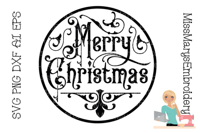 Merry Christmas Circle SVG | Christmas SVG | Holiday SVG MissMarysEmbroidery 