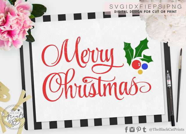 Merry Christmas Color cut file SVG TheBlackCatPrints 