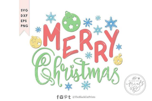 Merry Christmas cut file - 3 SVG TheBlackCatPrints 