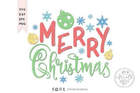 Merry Christmas cut file - 3 SVG TheBlackCatPrints 