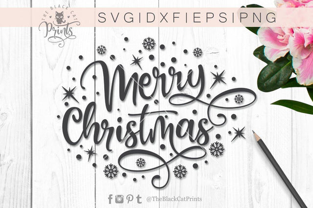 Merry Christmas cut file - 4 SVG TheBlackCatPrints 