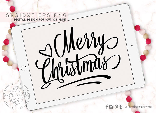 Merry Christmas cut file SVG TheBlackCatPrints 
