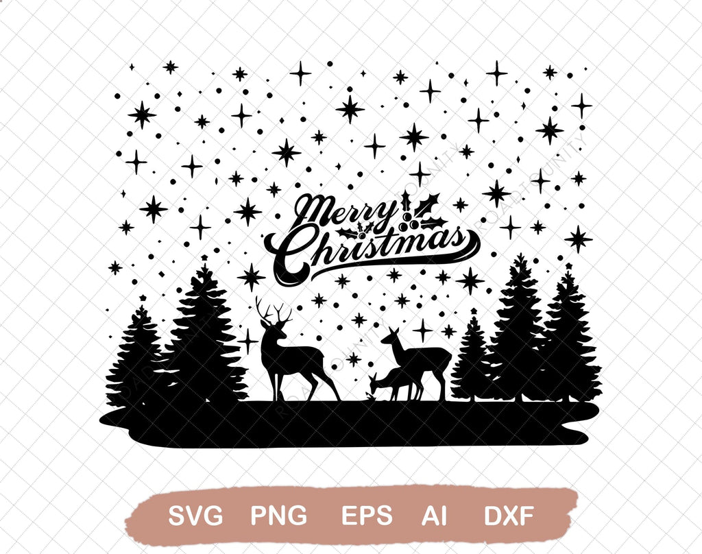 Merry Christmas Deer Scene Svg file, Svg Files For Cricut, 24oz Venti ...