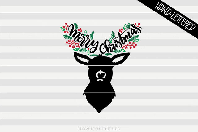 Merry Christmas Deer | SVG PNG PDF and DXF files SVG HowJoyful 