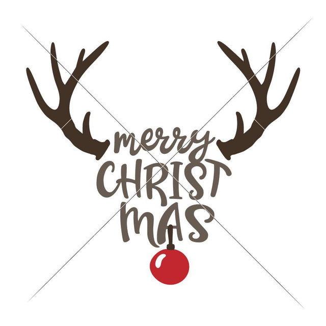 Merry Christmas Deer with Ornament SVG Chameleon Cuttables 