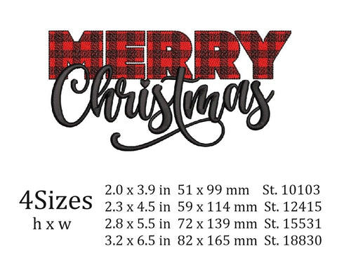Merry Christmas design comes with 4 sizes: Embroidery/Applique DESIGNS ArtEMByNatalia 