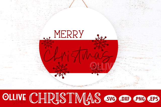 Merry Christmas Door Round Sign SVG SVG Ollive Studio 