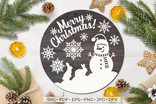 Merry christmas door sign svg | Christmas round sign SVG Olga Boat Design 