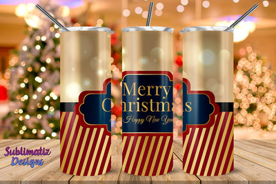 Merry Christmas Elegant Gold Color Sublimation Design Tumbler Wrap 20 oz Sublimation Sublimatiz Designs 