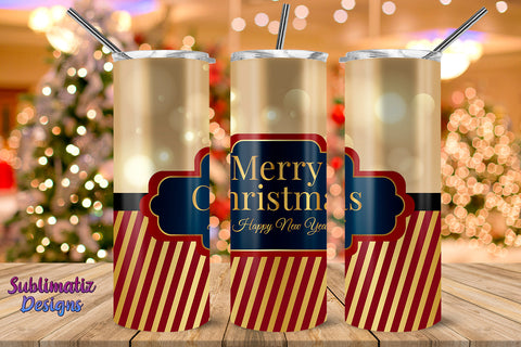 Merry Christmas Elegant Gold Color Sublimation Design Tumbler Wrap 20 oz Sublimation Sublimatiz Designs 