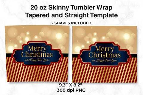 Merry Christmas Elegant Gold Color Sublimation Design Tumbler Wrap 20 oz Sublimation Sublimatiz Designs 