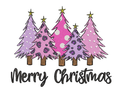 Merry Christmas Embroidery Design, Leopard Christmas trees Embroidery File, Xmas tree embroidery, 4 sizes, Instant download Embroidery/Applique DESIGNS Nino Nadaraia 