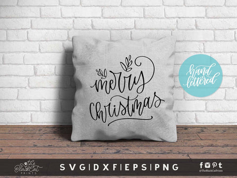 Merry Christmas Floral | Hand Lettered Christmas Cut File SVG TheBlackCatPrints 
