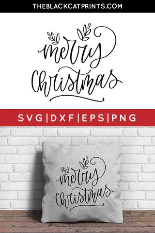 Merry Christmas Floral | Hand Lettered Christmas Cut File SVG TheBlackCatPrints 