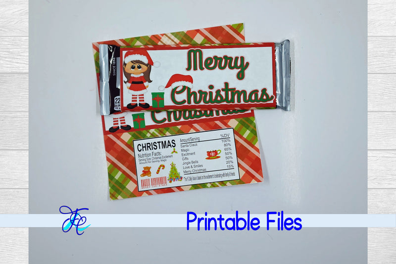 Merry Christmas Girl Candy Bar Wrapper SVG Family Creations 