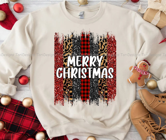Merry Christmas Glitter PNG Sublimation Design Sublimation ToriDesigns 