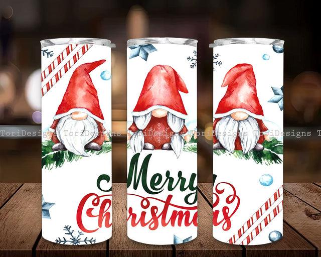 Merry Christmas Gnome 20oz Skinny Tumbler Sublimation Designs for Straight,Tapered Tumbler Design - PNG Digital Download Sublimation ToriDesigns 