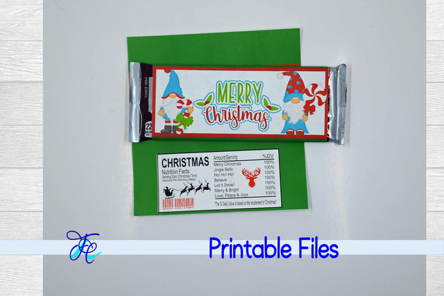 Merry Christmas Gnome Candy Bar Wrapper SVG Family Creations 