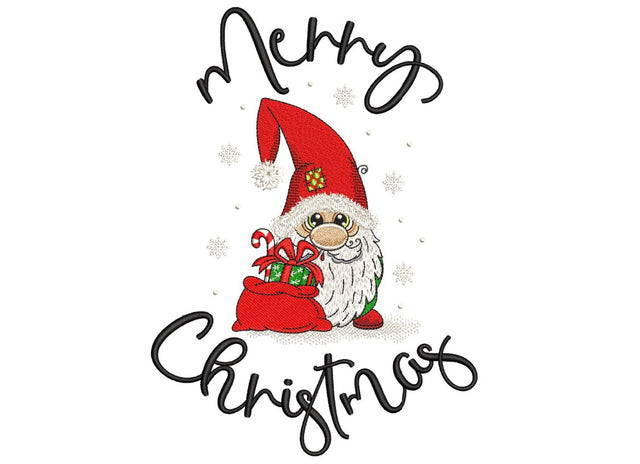 Merry Christmas Gnome Embroidery Design, 3 sizes, Instant Download Embroidery/Applique DESIGNS Nino Nadaraia 
