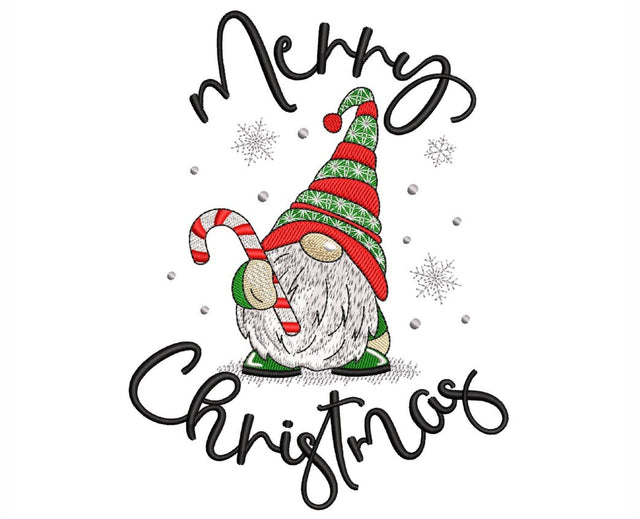 Merry Christmas Gnome Embroidery Design, 4 sizes, Instant Download Embroidery/Applique DESIGNS Nino Nadaraia 