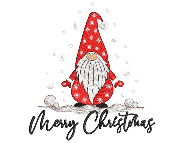 Merry Christmas Gnome Embroidery Design, 5 sizes, Instant Download Embroidery/Applique DESIGNS Nino Nadaraia 